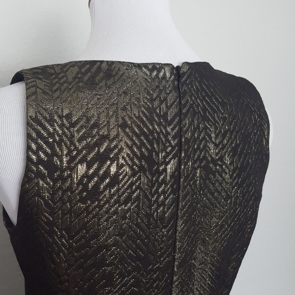 SOLD. Zara Basics Jacquard Gold Sleeveless Dress - Picture 4 of 5